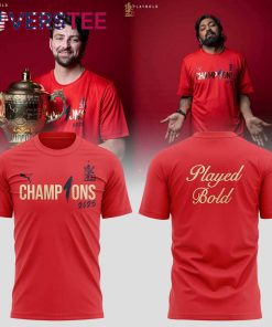 Royal Challengers Bengaluru Tata Indian Premier League Champions 2025 Played Bold Red Tee 1