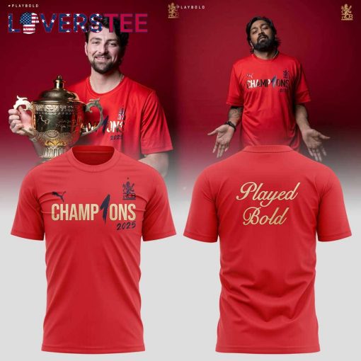 Royal Challengers Bengaluru Tata Indian Premier League Champions 2025 “Played Bold” Red Tee