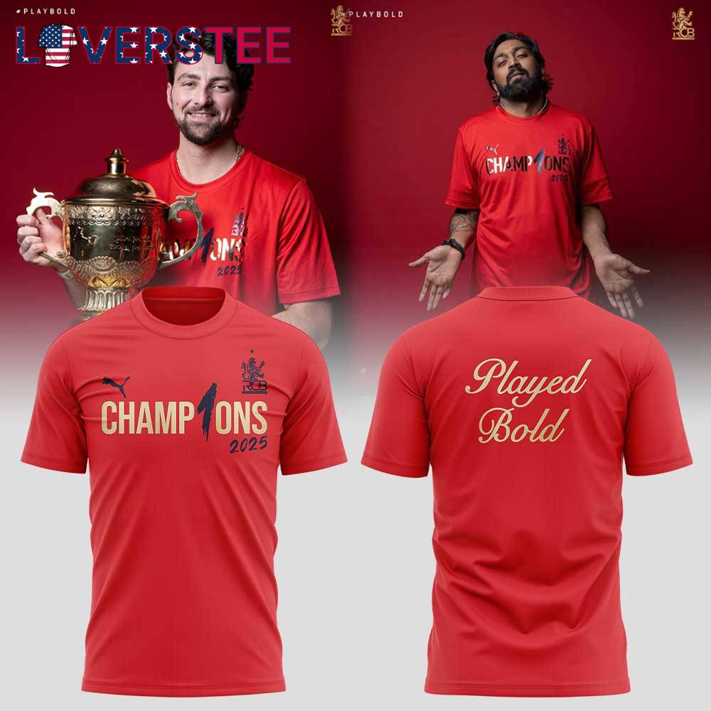 Royal Challengers Bengaluru Tata Indian Premier League Champions 2025 Played Bold Red Tee 1 Royal Challengers Bengaluru Tata Indian Premier League Champions 2025 Played Bold Red Tee 1