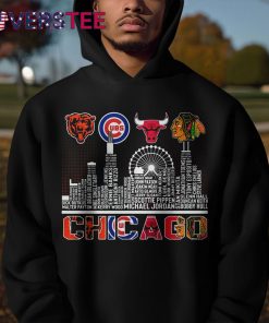 Chicago Bears Cubs Bulls And Blackhawks Skyline Shirt