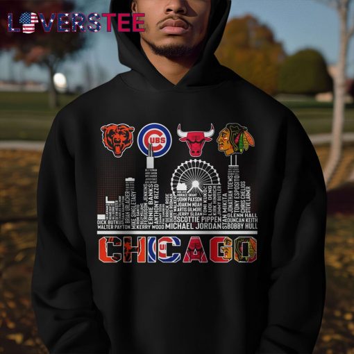 Chicago Bears Cubs Bulls And Blackhawks Skyline Shirt