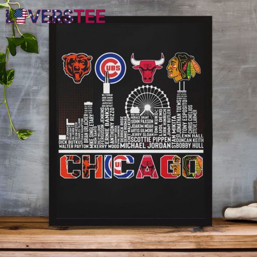 Chicago Bears Cubs Bulls And Blackhawks Skyline Shirt