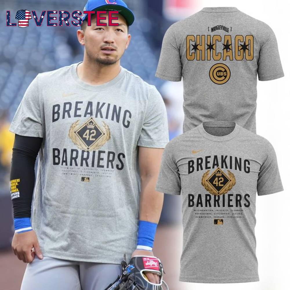 Chicago Cubs Special New Jackie Robinson Black Breakin Barriers Legend CC TShirt 1 Chicago Cubs Special New Jackie Robinson Black Breakin Barriers Legend CC TShirt 1