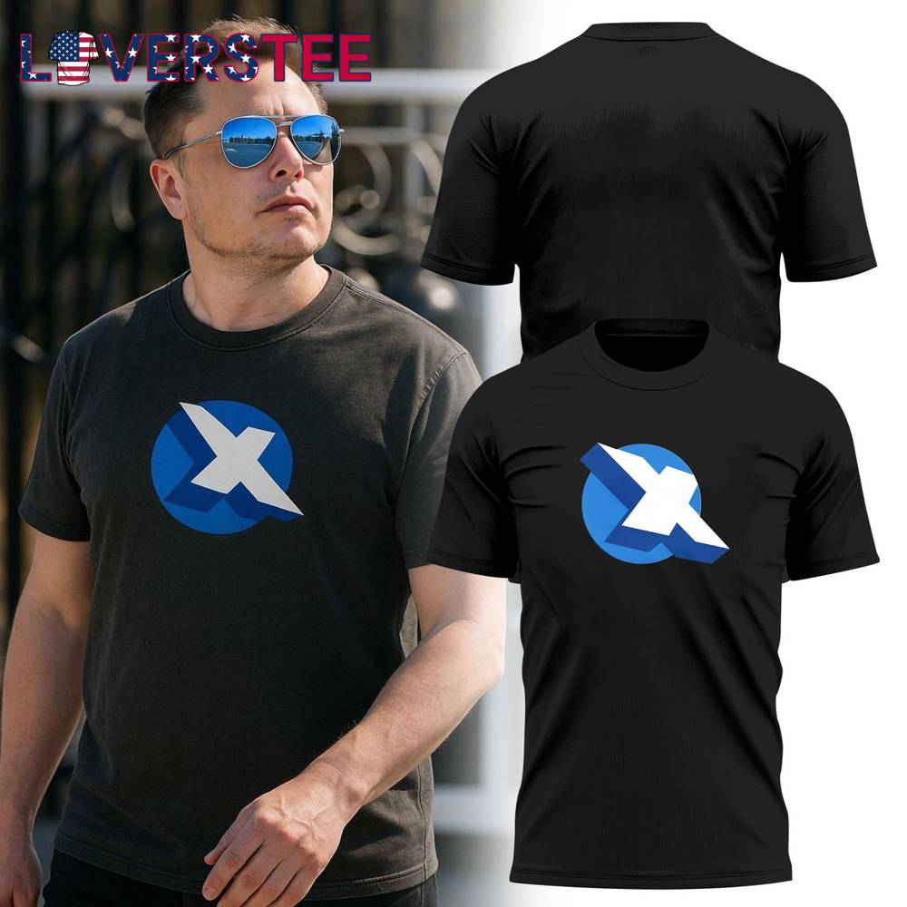 Elon Musk Wearing Retro Xcom Logo 2025 Tee Elon Musk Wearing Retro Xcom Logo 2025 Tee