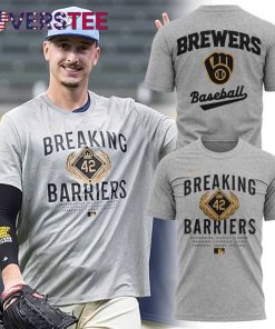 Milwaukee Brewers Jackie Robinson Black Breakin Barriers Tee