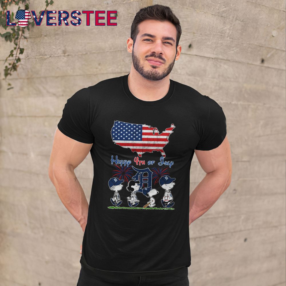 Detroit Tigers Happy 4th of July with Peanuts Snoopy Shirt Detroit Tigers Happy 4th of July with Peanuts Snoopy Shirt