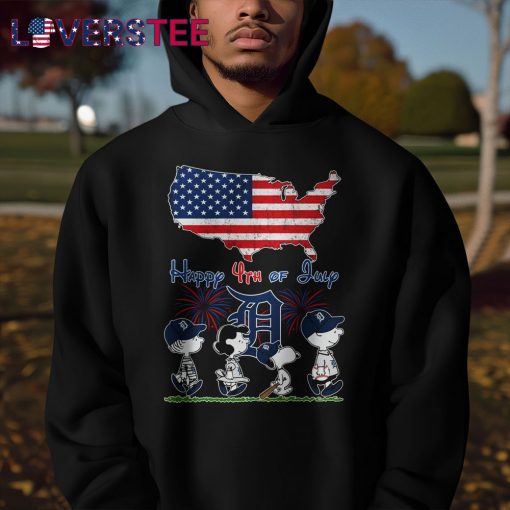 Detroit Tigers Happy 4th of July with Peanuts Snoopy Shirt