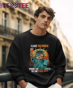 Funny 4th of July I Love Meowica From The Cat-Lantic To The Paw-Cific Shirt