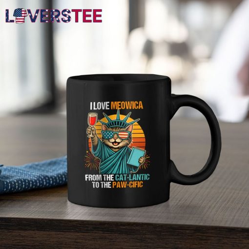 Funny 4th of July I Love Meowica From The Cat-Lantic To The Paw-Cific Shirt