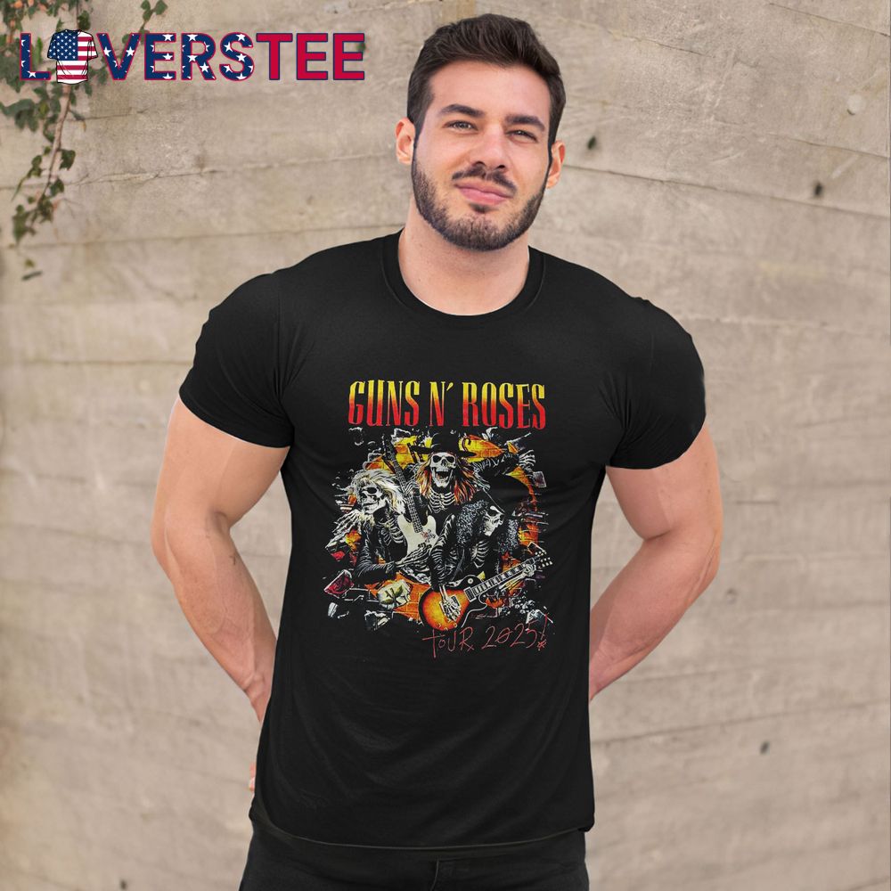 Guns N Roses 2025 Tour Skeletons Dates Shirt Guns N Roses 2025 Tour Skeletons Dates Shirt