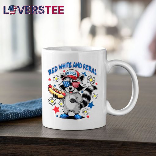 Red White And Feral Raccoon 4th of July Funny Trash Pandas Shirt