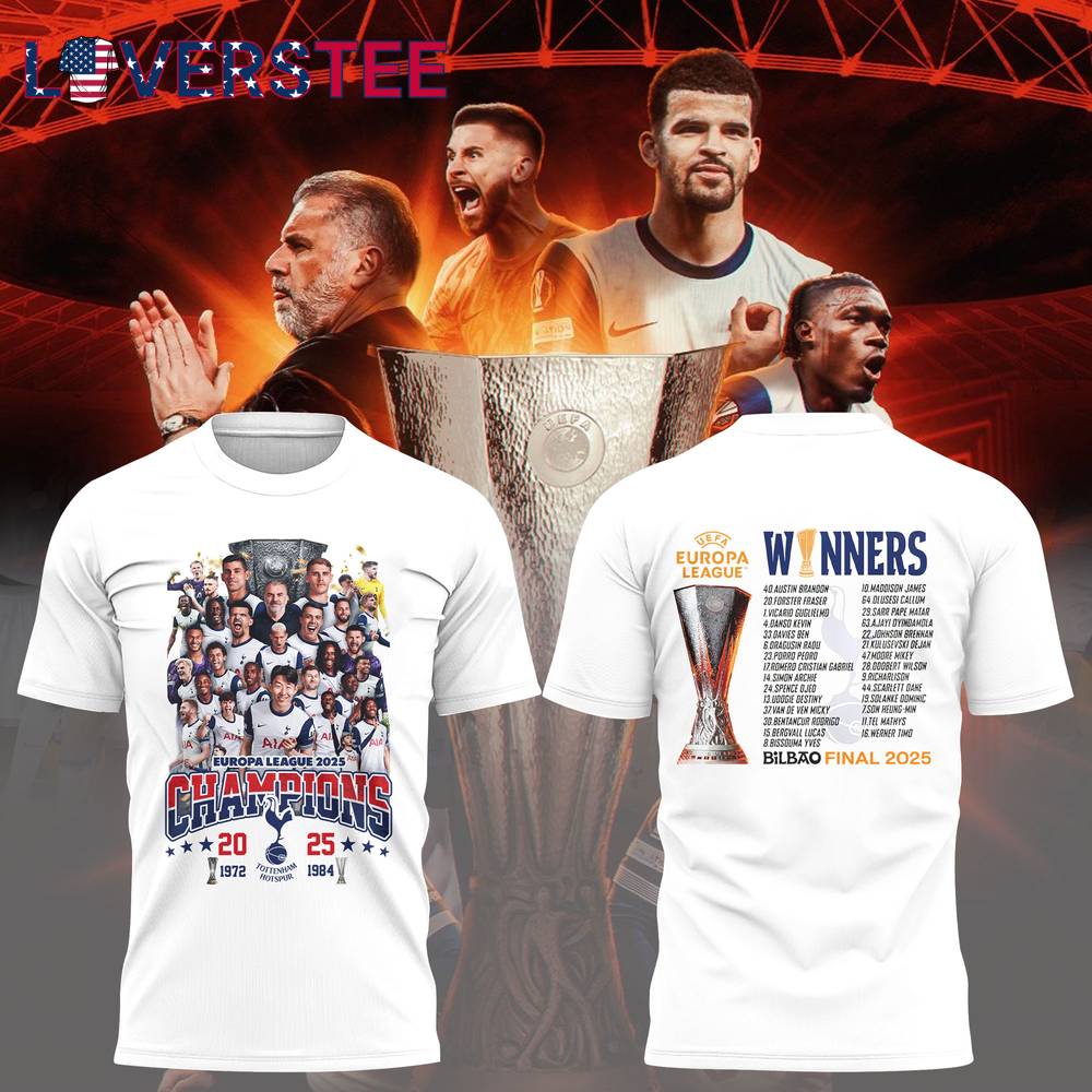 Tottenham UEFA Europa League 2025 Winners White Tshirt Tottenham UEFA Europa League 2025 Winners White Tshirt