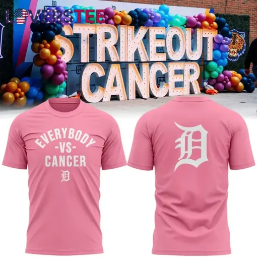 Detroit Tigers Special Edition Strike Out Cancer Pink T-Shirt