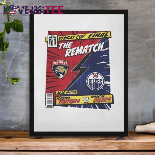 Florida Panthers vs. Edmonton Oilers 2025 Stanley Cup Final Rematch Comic Shirt