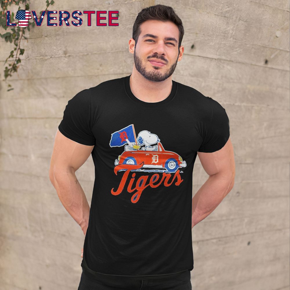 Snoopy and Woodstock Driving Car x Detroit Tigers Baseball 2025 Shirt Snoopy and Woodstock Driving Car x Detroit Tigers Baseball 2025 Shirt