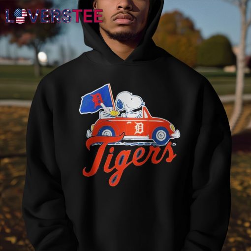 Snoopy and Woodstock Driving Car x Detroit Tigers Baseball 2025 Shirt